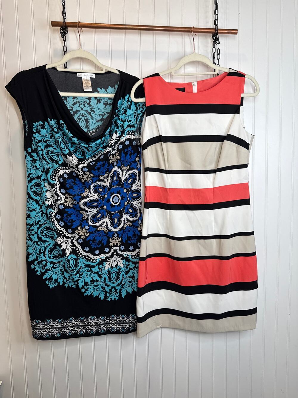 London Times Cowl Neck Shift Dress & Alyx Striped Sheath Dress Bundle Size 8